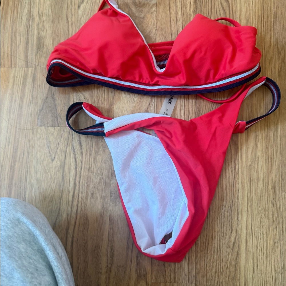 SHEIN Red and White Bikini Set
